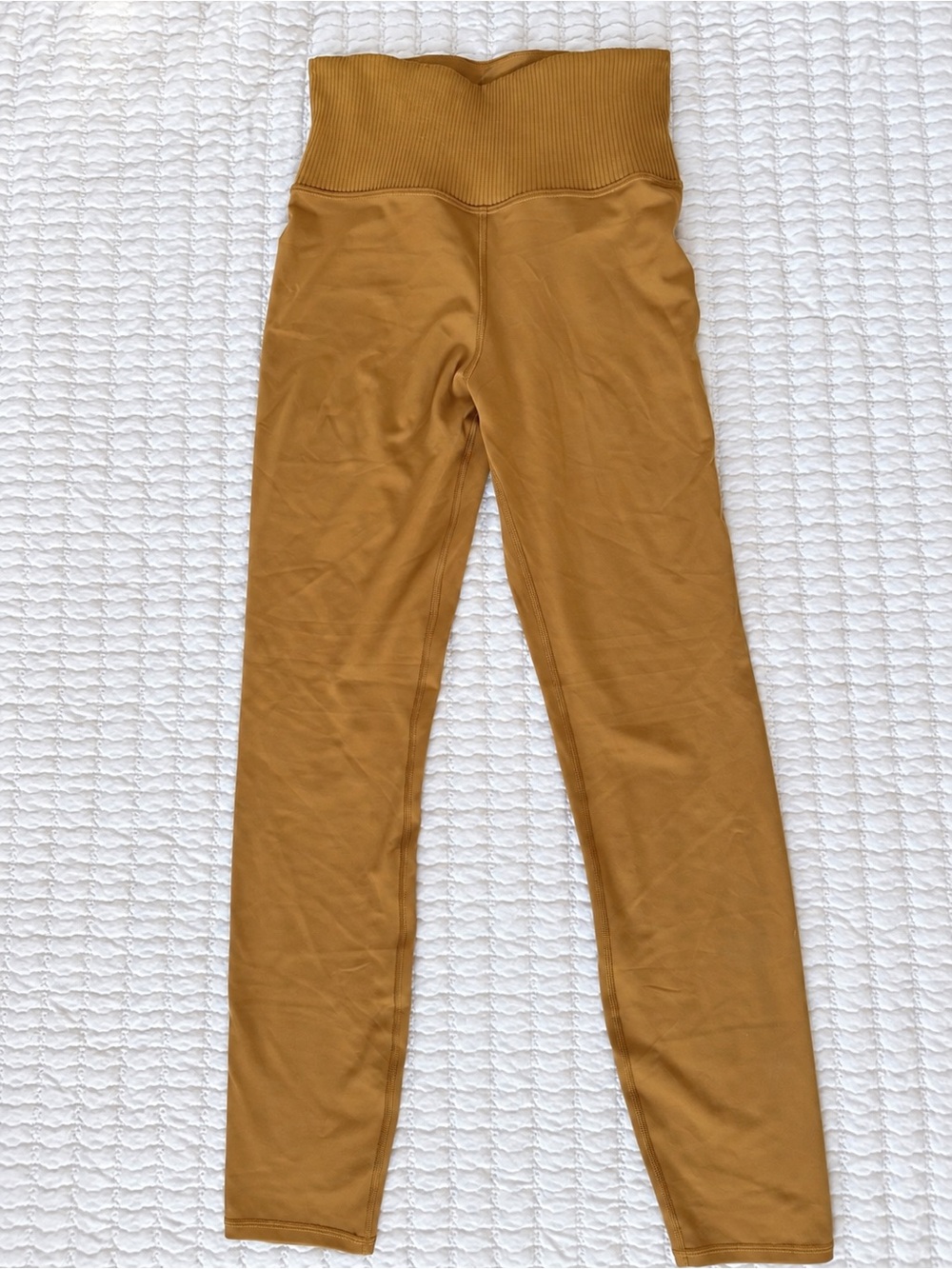 Vuori Rib Studio Leggings S High Rise Ribbed Waist Brown/Caramel